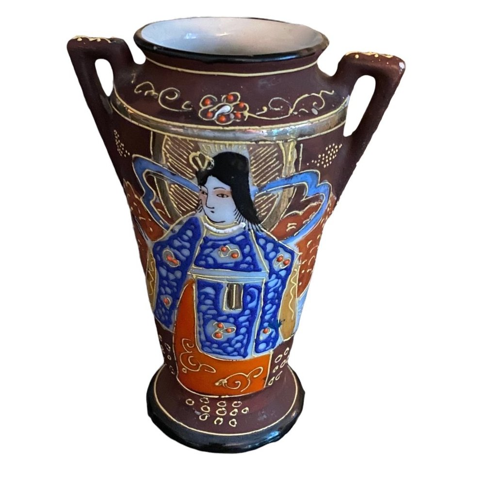 Vtg Satsuma Hand Painted Japanese Geisha Vase {30% off when bundled}